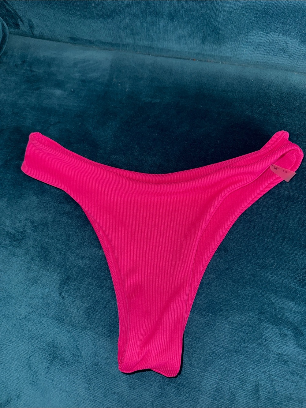 SHEIN Hot Pink Ribbed Bikini Bottom